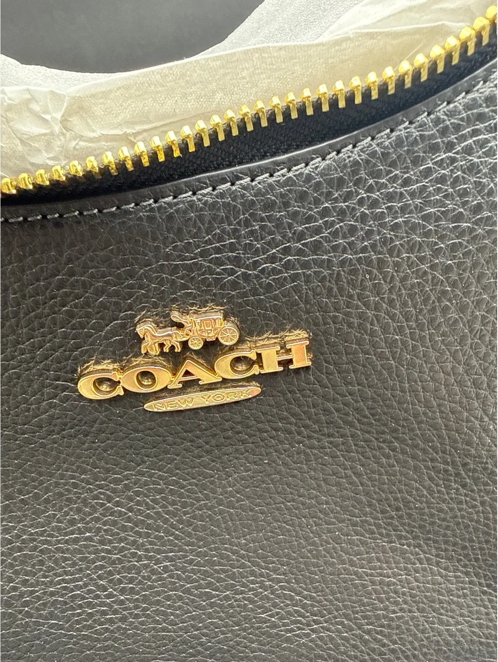 Coach Black Pebbled Leather Small Hobo Shoulder Bag Purse